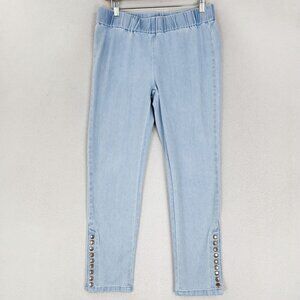 Soft Surroundings Pants Womens Small Petite Blue Denim Pull On Light Wash Casual